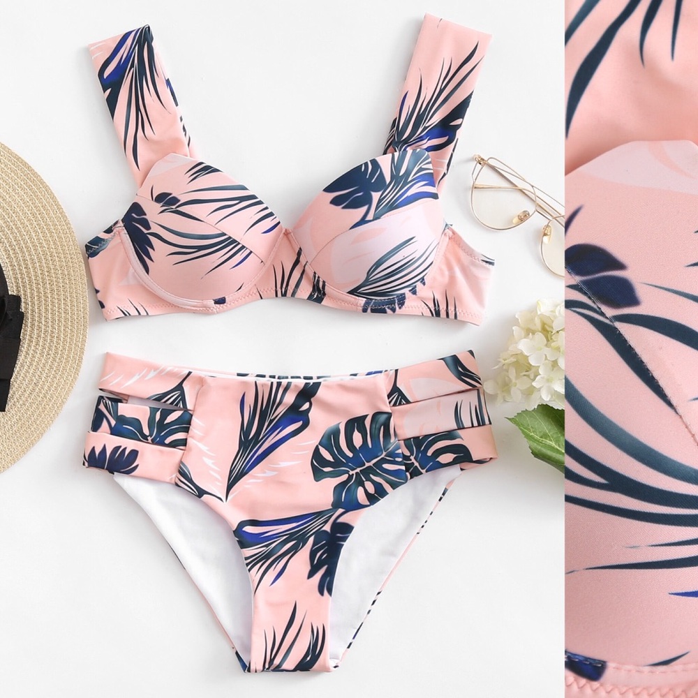 🆕Pink  leaves  bikini top or bottom. Mix sizes to fit🔥